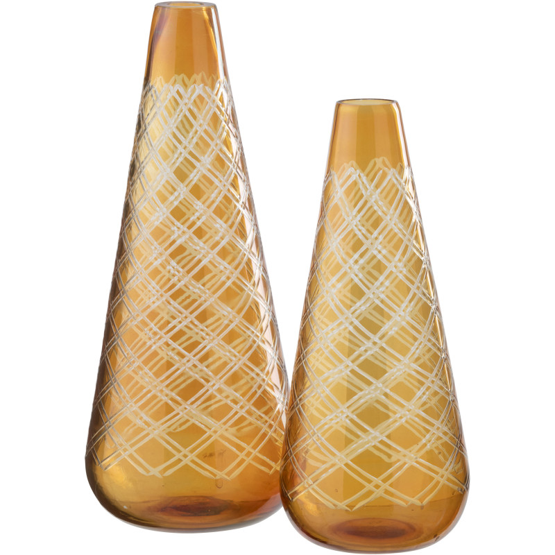 Vase Aurelio en verre ambré doré avec motifs graphiques H43 cm 