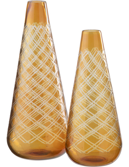 Vase Aurelio en verre ambré doré avec motifs graphiques H43 cm 