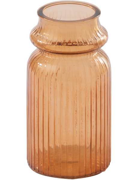 Vase Solira en verre orange rainuré Ø14,5 cm x H28 cm 