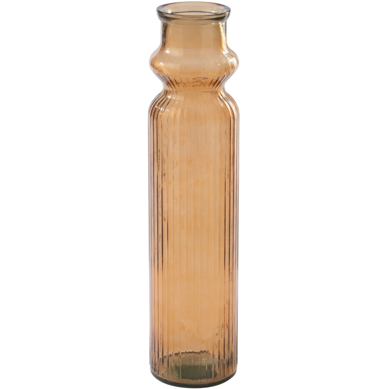 Vase Solira en verre orange rainuré élancé Ø18 cm x H76,5 cm 