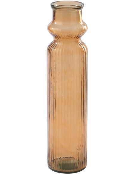 Vase Solira en verre orange rainuré élancé Ø18 cm x H76,5 cm 