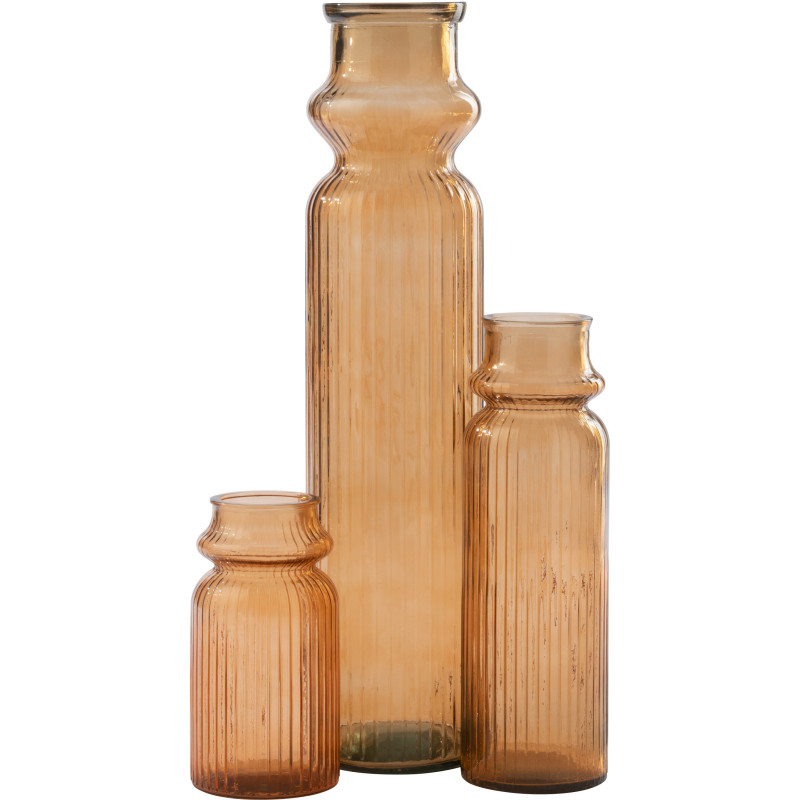 Vase Solira en verre orange rainuré élancé Ø18 cm x H76,5 cm 