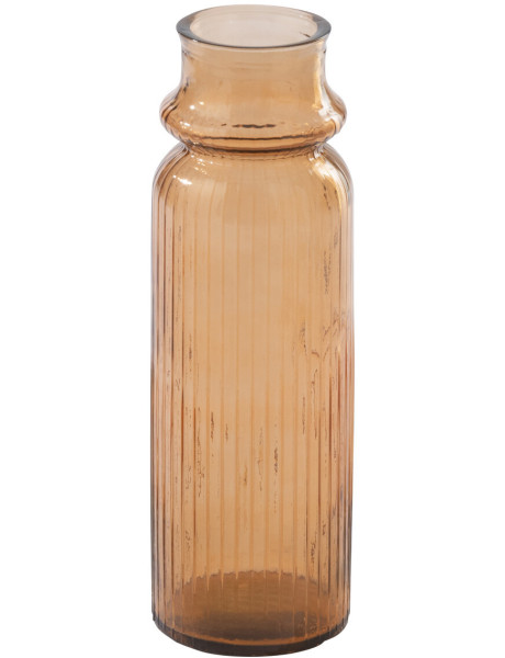 Vase Solira en verre orange rainuré élancé Ø14,5 cm x H45,5 cm 