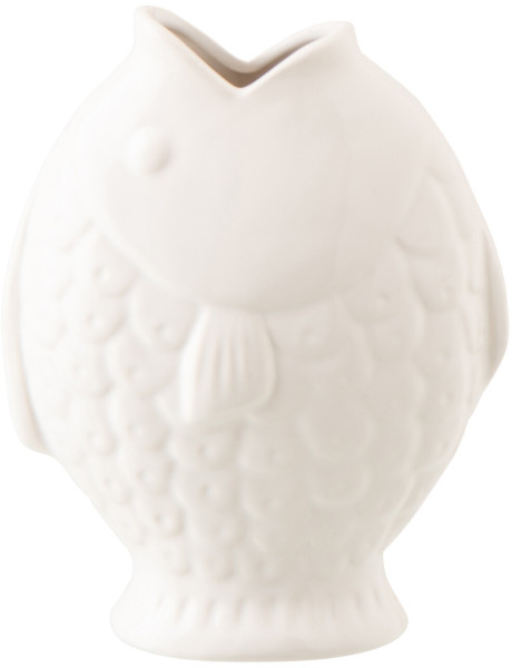 Vase poisson Nemoa en grès blanc 17,8 x 10,5 x 22,8 cm 