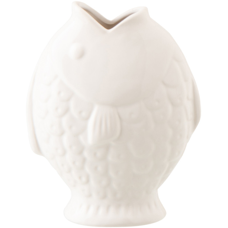 Vase poisson Nemoa en grès blanc 17,8 x 10,5 x 22,8 cm 