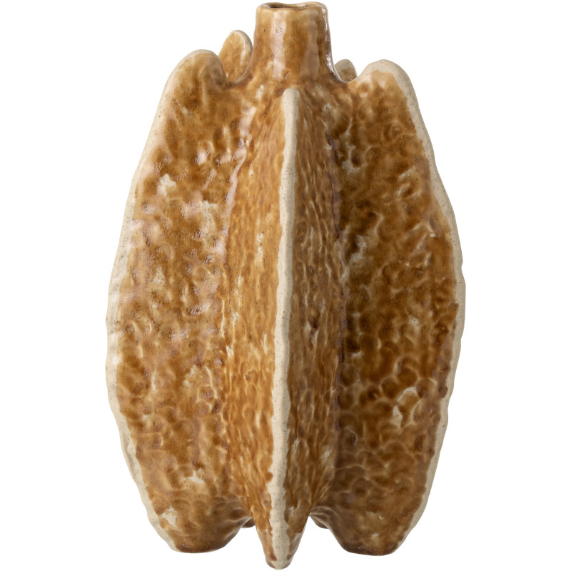 Vase céramique ocre texturé sculptural Ubi 25 x 25 x H40 cm 