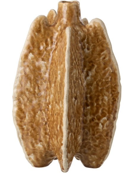 Vase céramique ocre texturé sculptural Ubi 25 x 25 x H40 cm 