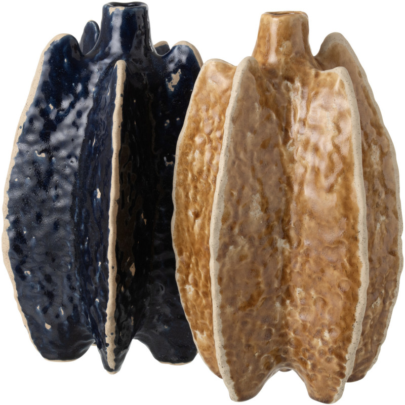 Vase céramique ocre texturé sculptural Ubi 25 x 25 x H40 cm 