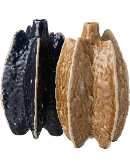 Vase céramique ocre texturé sculptural Ubi 25 x 25 x H40 cm 