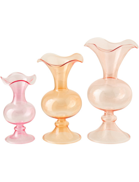 Set de 3 vases boule en verre rose saumon, rose clair et orange Althérys 