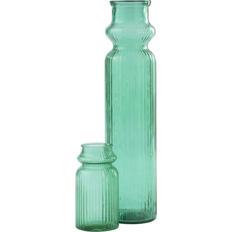 Vase haut strié verre vert émeraude Zelmira Ø 18 x H 76,5 cm 