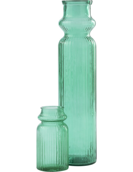 Vase haut strié verre vert émeraude Zelmira Ø 18 x H 76,5 cm 