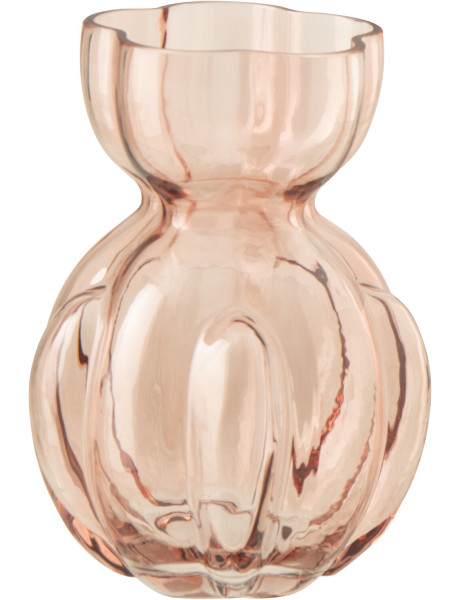 Vase en verre rose saumon ondulé Hubert 16 x 16 x H22 cm 