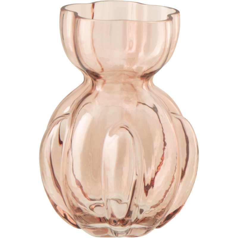 Vase en verre rose saumon ondulé Hubert 16 x 16 x H22 cm 