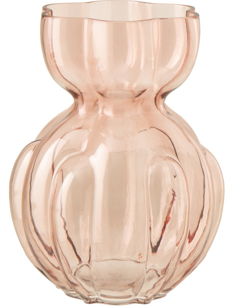 Vase en verre rose saumon ondulé Hubert 21 x 21 x H28 cm 