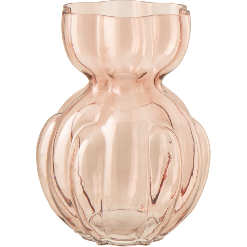 Vase en verre rose saumon ondulé Hubert 21 x 21 x H28 cm 