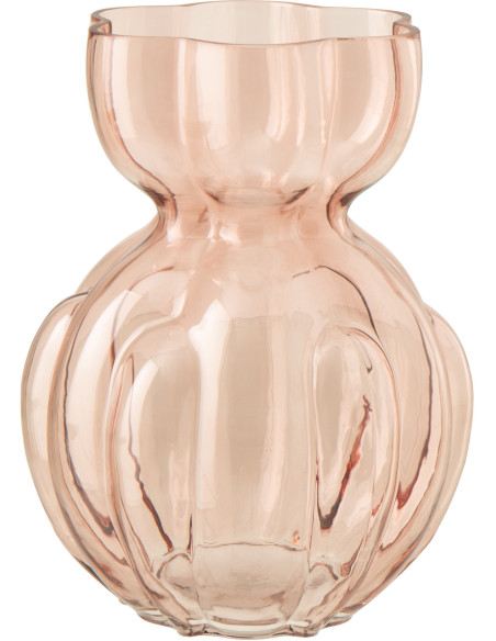 Vase en verre rose saumon ondulé Hubert 21 x 21 x H28 cm 