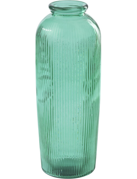 Vase grand format strié verre vert émeraude Zelmira Ø 27 x H 72 cm 