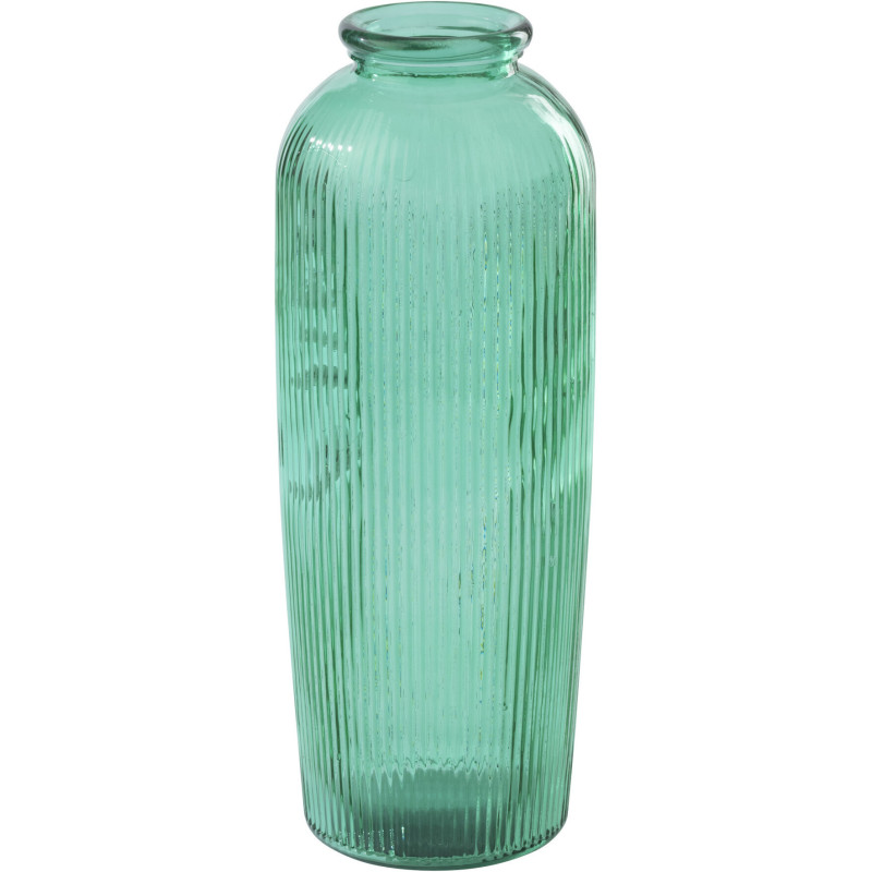 Vase grand format strié verre vert émeraude Zelmira Ø 27 x H 72 cm 