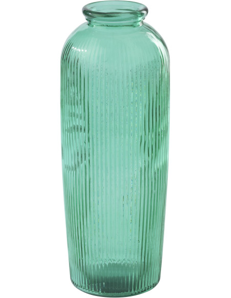 Vase grand format strié verre vert émeraude Zelmira Ø 27 x H 72 cm 