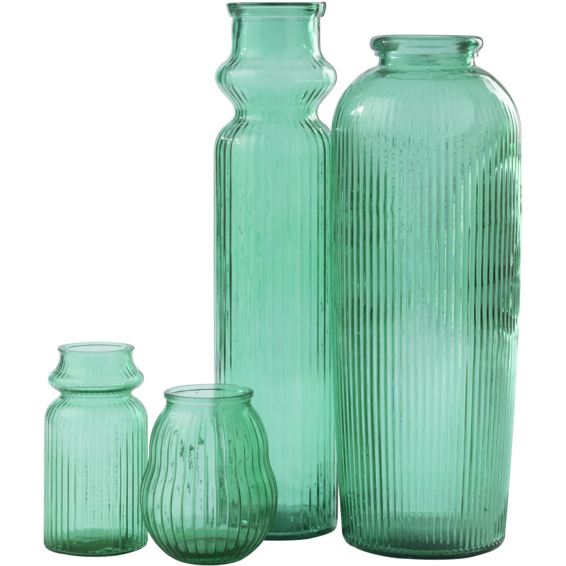 Vase grand format strié verre vert émeraude Zelmira Ø 27 x H 72 cm 
