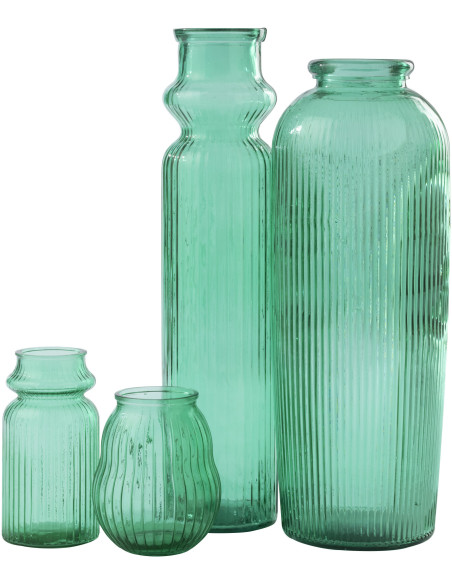 Vase grand format strié verre vert émeraude Zelmira Ø 27 x H 72 cm 