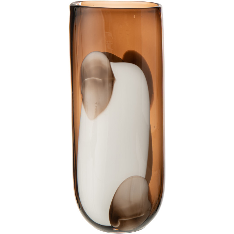 Vase Mona en verre transparent et marron 16 x 12 x 37,5 cm 