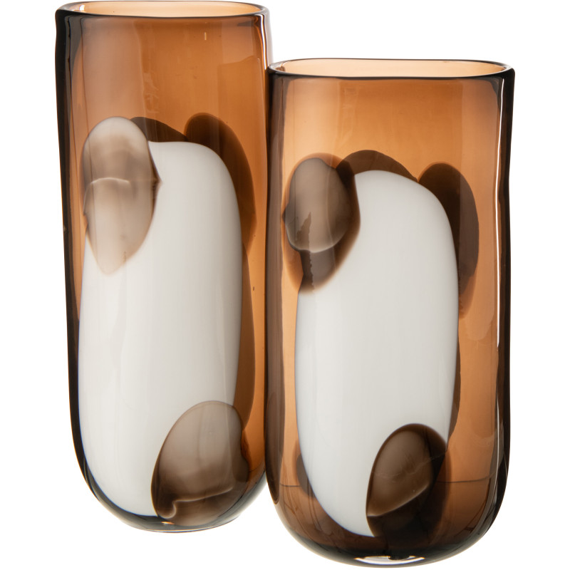 Vase Mona en verre transparent et marron 16 x 12 x 37,5 cm 
