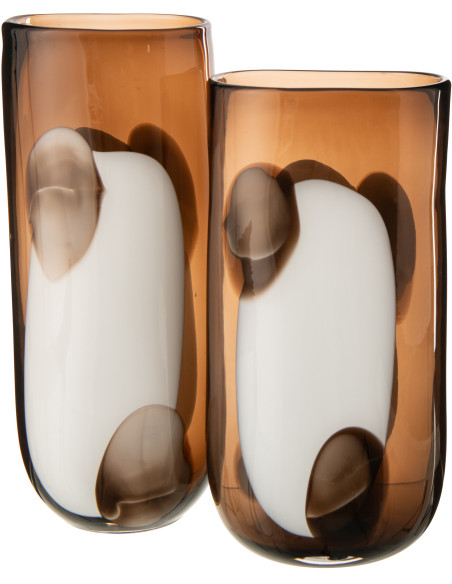 Vase Mona en verre transparent et marron 16 x 12 x 37,5 cm 