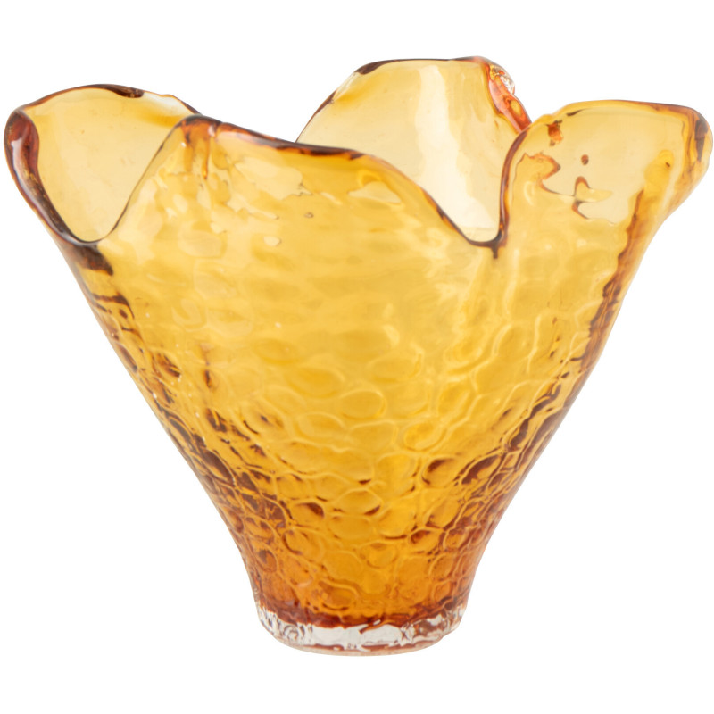 Vase en verre caramel irrégulier ondulé Caralune 30 x 30 x H22 cm 