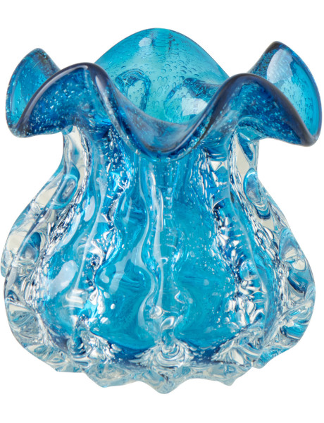 Vase en verre bleu texturé ondulé Ralph 19 x 19 x H19,5 cm 