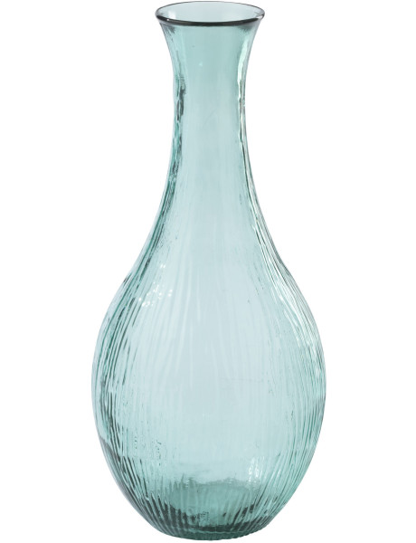 Vase en verre bleu azur strié Aqualys 34 x 34 x H75 cm 