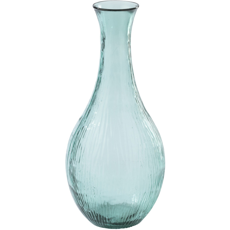 Vase en verre bleu azur strié Aqualys 34 x 34 x H75 cm 
