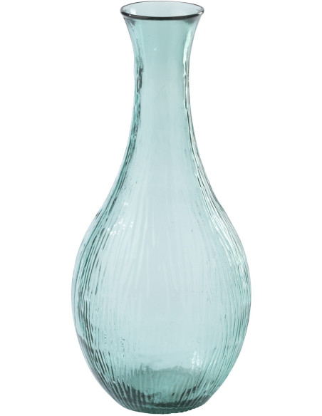 Vase en verre bleu azur strié Aqualys 34 x 34 x H75 cm 