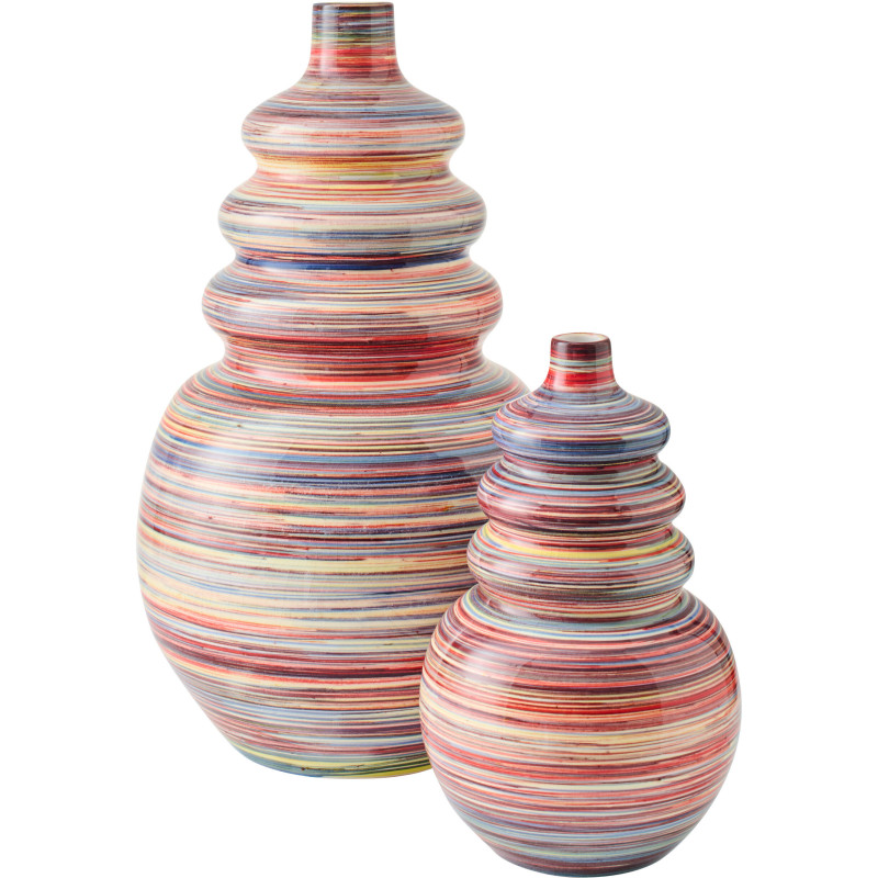 Vase décoratif Chromia en céramique striée multicolore Ø26 cm x H50 cm 