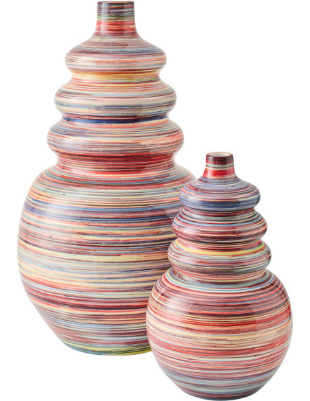 Vase décoratif Chromia en céramique striée multicolore Ø26 cm x H50 cm 