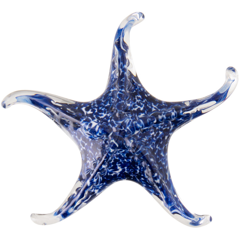 Presse-papier étoile de mer Azzuro en verre bleu 16 cm 