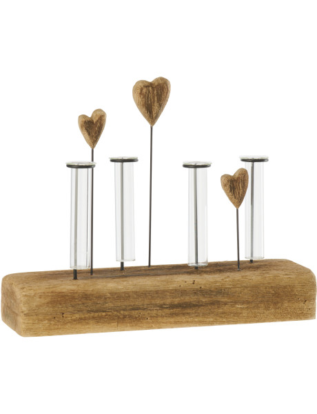 Vase 4 tubes Alba en bois de paulownia naturel 30 cm x H25 cm 