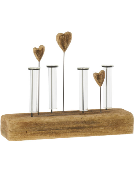 Vase 4 tubes Alba en bois de paulownia naturel 30 cm x H25 cm 