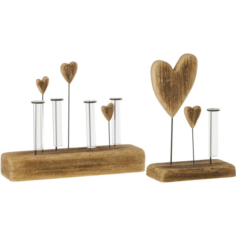 Vase 4 tubes Alba en bois de paulownia naturel 30 cm x H25 cm 