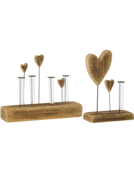 Vase 4 tubes Alba en bois de paulownia naturel 30 cm x H25 cm 