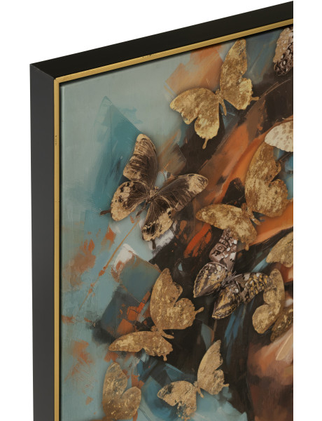 Tableau papillons portrait femme acrylique multicolore Velmora L 82,5 x H 82,5 cm 