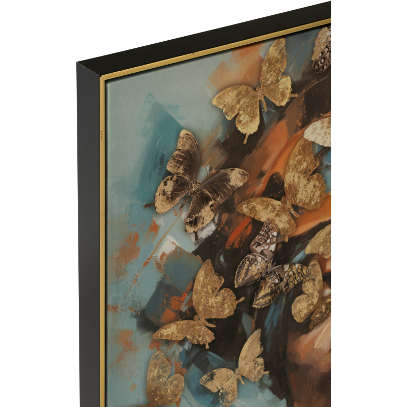 Tableau papillons portrait femme acrylique multicolore Velmora L 82,5 x H 82,5 cm 