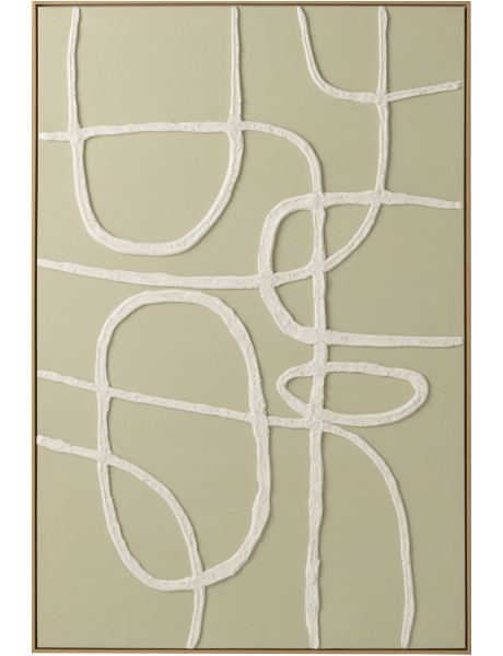 Tableau abstrait vert clair Abstract peinture acrylique relief H 122,5 cm 