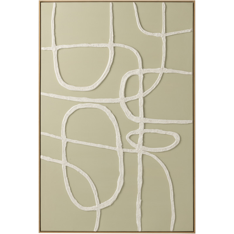 Tableau abstrait vert clair Abstract peinture acrylique relief H 122,5 cm 