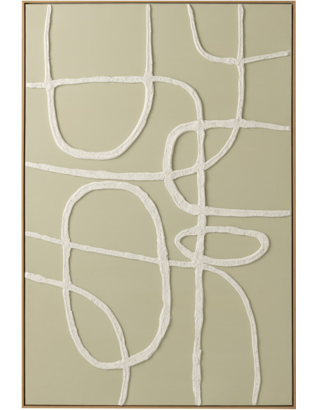 Tableau abstrait vert clair Abstract peinture acrylique relief H 122,5 cm 