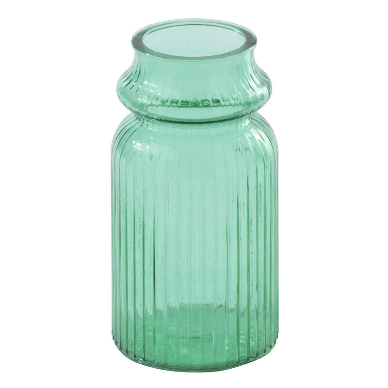 Vase strié verre vert émeraude Zelmira Ø 14,5 x H 28 cm 
