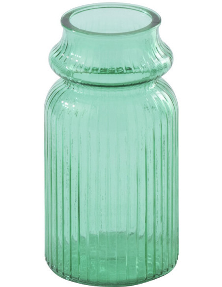 Vase strié verre vert émeraude Zelmira Ø 14,5 x H 28 cm 