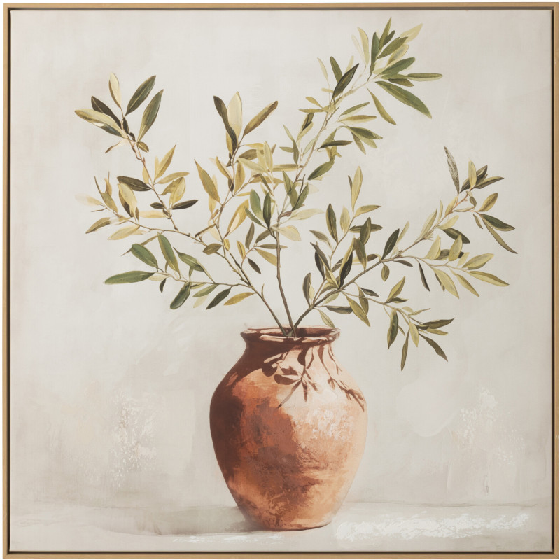 Tableau branche d'olivier Olive peinture acrylique H 82,5 cm 