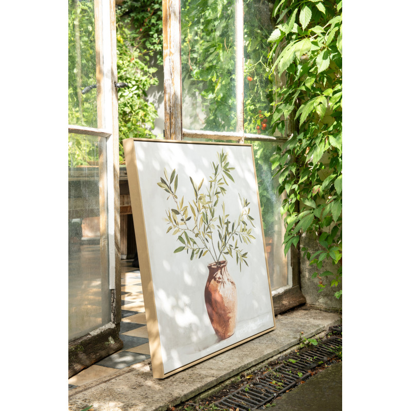 Tableau branche d'olivier Olive peinture acrylique H 82,5 cm 